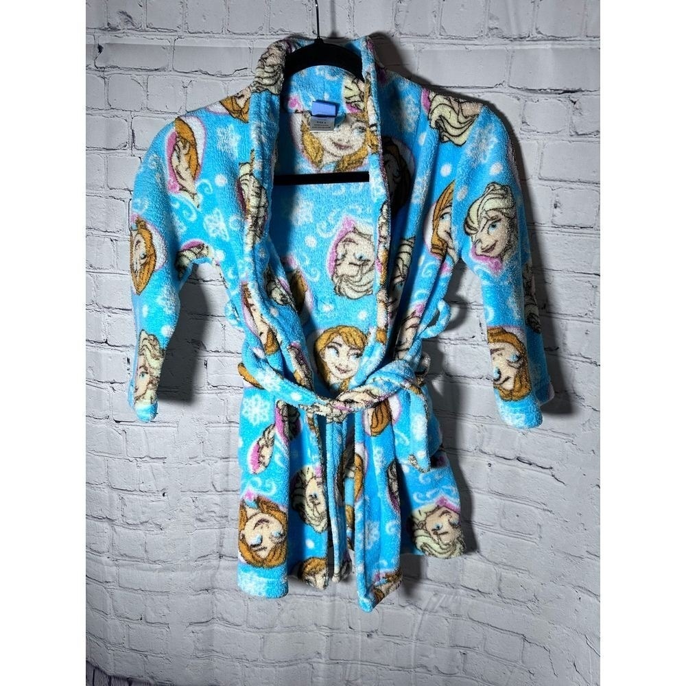Disney Frozen Anna Elsa Blue Fleece Bathrobe Girls Size 6 FF3-71/5-74